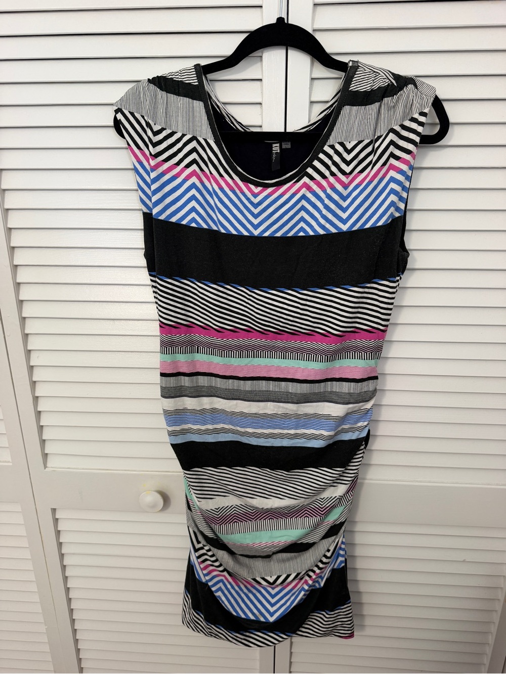 Kut from the Kloth Striped Sleeveless Sheath Ruched Dress Size L
